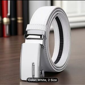 Stylish White Belt with Silver Buckle size 32-38” adjustable